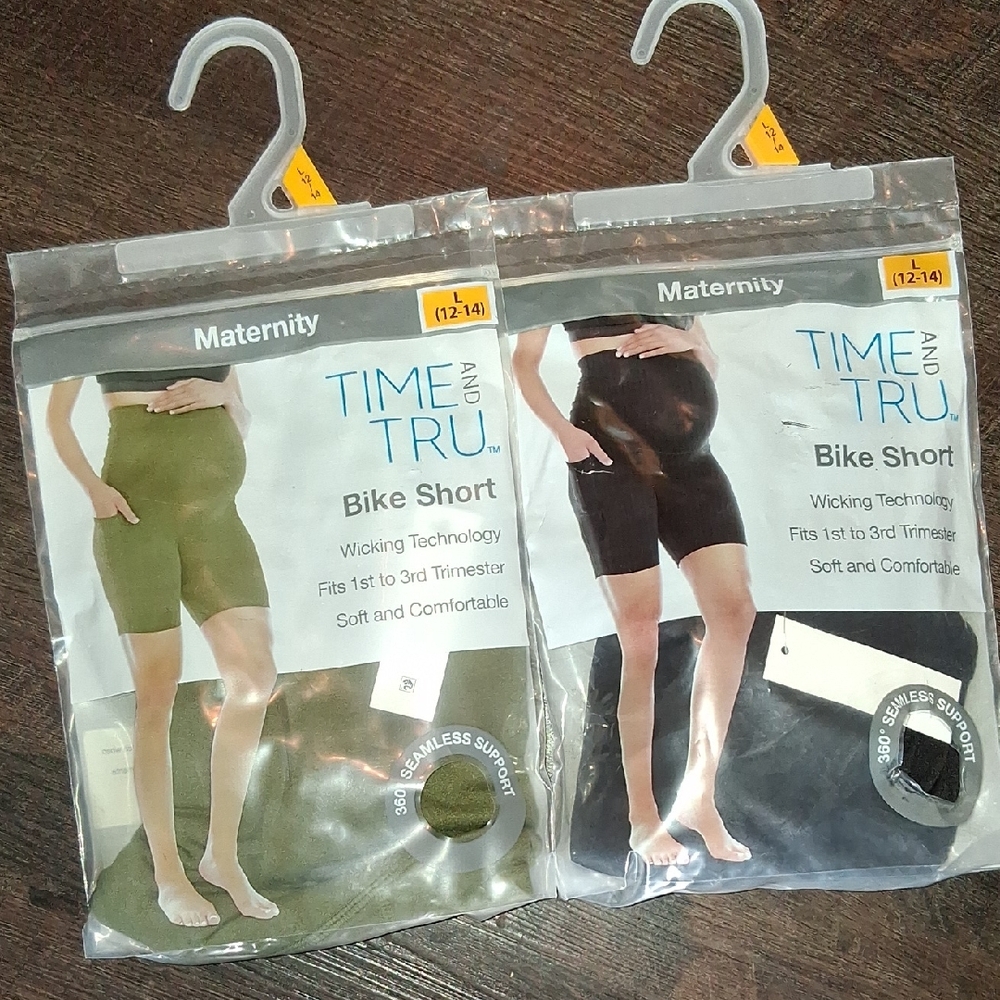 Time and Tru Olive and Black Bike Shorts